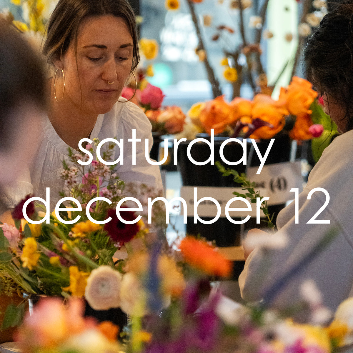 flower arranging workshop saturday, december 12