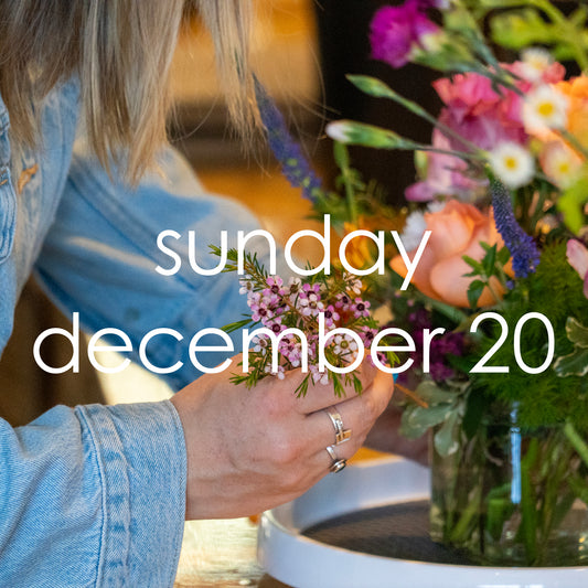flower arranging workshop sunday, december 20