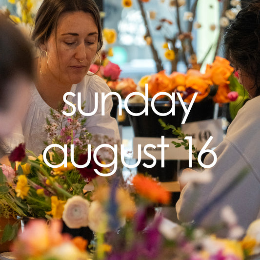 flower arranging workshop sunday, august 16